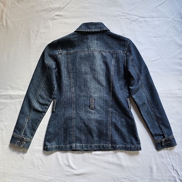 Y2k Zena Jeans multiple pockets button-down sheath jean jacket Size M - Picture 6 of 6